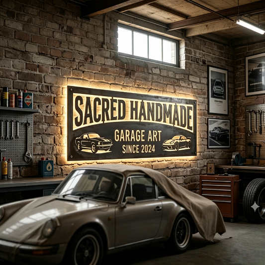 Custom Car Metal Sign – Personalized Gift for Car Lovers | Carbon Steel, Matte Black, LED Option, 10-Year Warranty