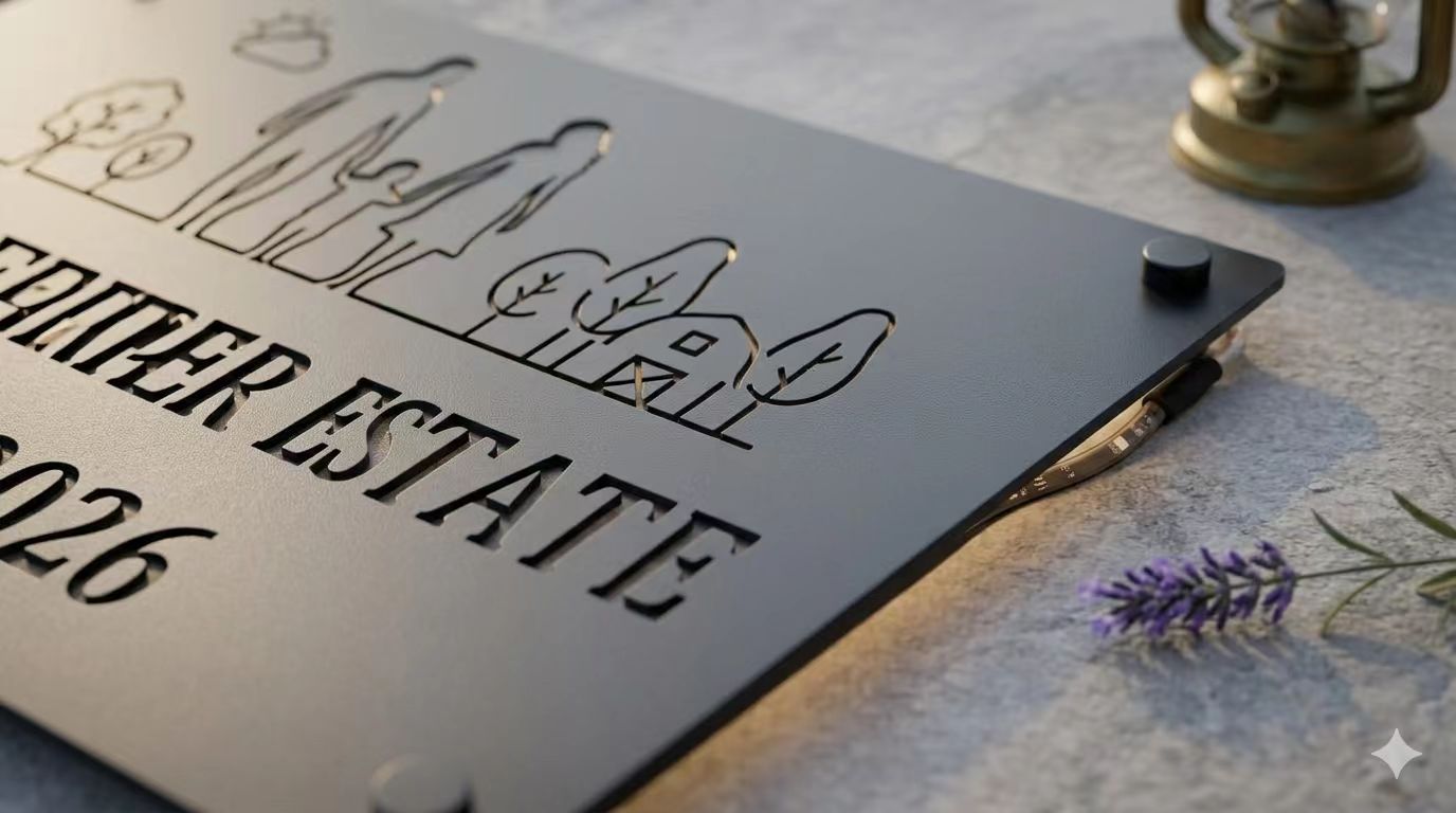 Decorative Metal Family Name Sign - Laser Cut Tree Wall Art for Living Room