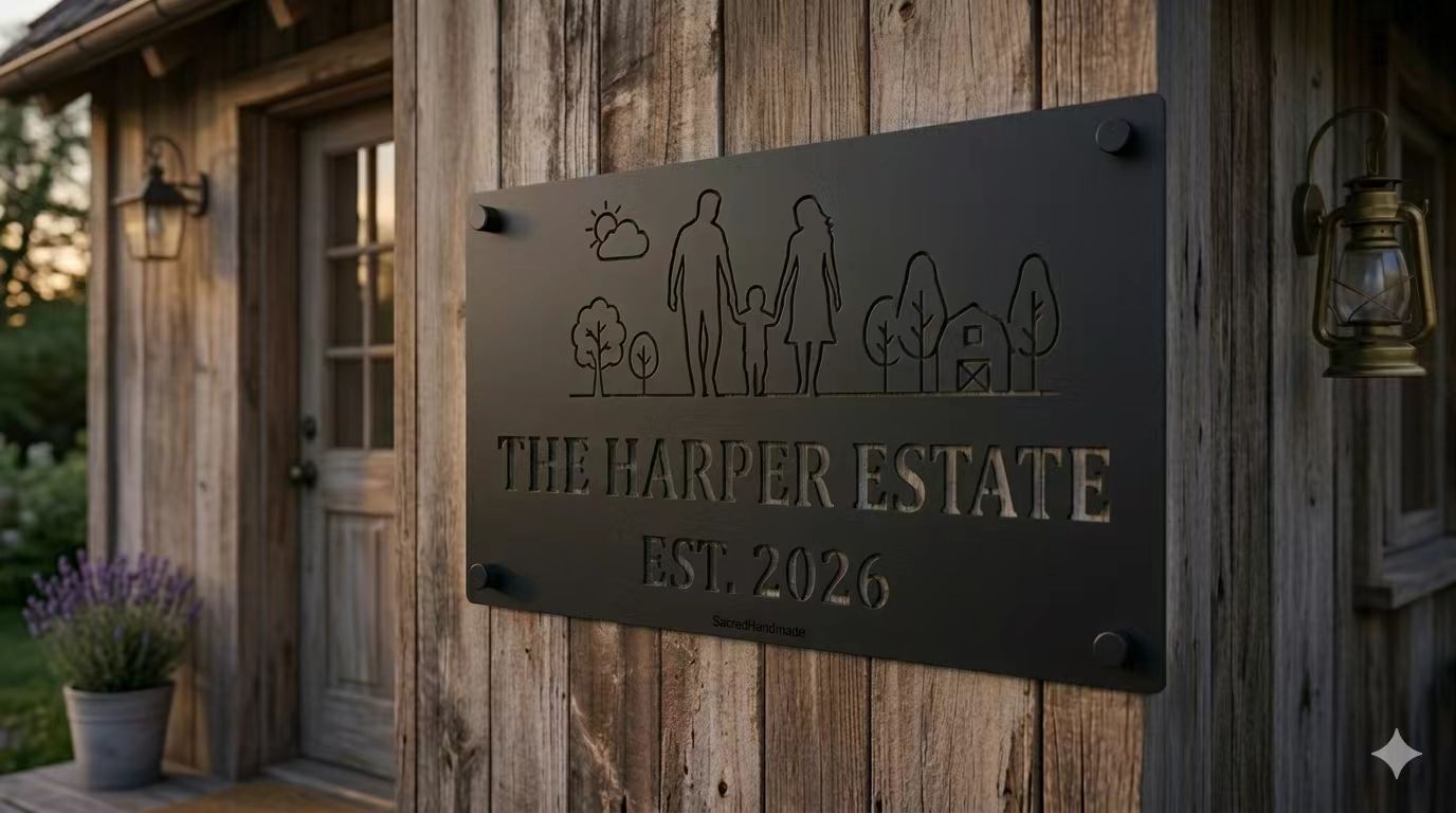 Large Custom Metal Name Sign - Outdoor Weatherproof Home Decor - Matte Black