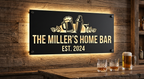 Personalized Home Bar Laser Cut Carbon Steel Wall Sign – Custom Name & Design, Powder Coated Finish, Gift for Dad, Father's Day & Christmas