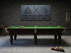Personalized Billiard Room Laser Cut Carbon Steel Wall Sign – Custom Name & Design, Powder Coated Finish, Gift for Dad, Father's Day & Christmas
