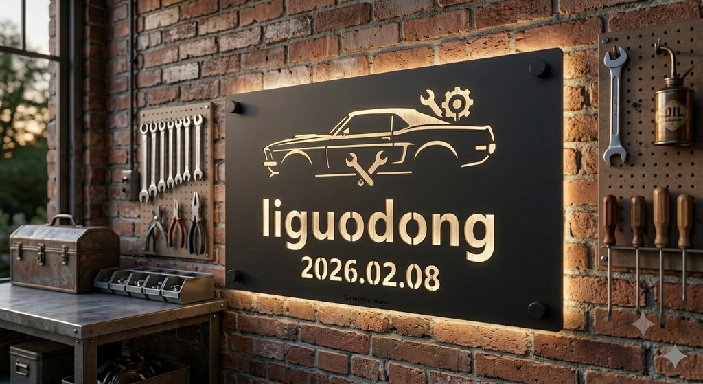 Personalized Garage Laser Cut Carbon Steel Wall Sign – Custom Name & Design, Powder Coated Finish, Gift for Dad, Father's Day & Christmas