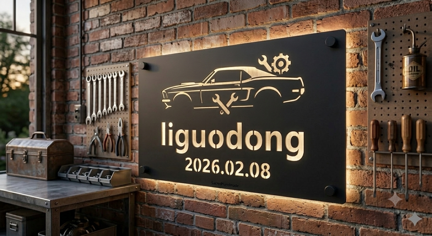 Personalized Garage Laser Cut Carbon Steel Wall Sign – Custom Name & Design, Powder Coated Finish, Gift for Dad, Father's Day & Christmas
