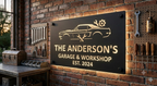 Personalized Garage Laser Cut Carbon Steel Wall Sign – Custom Name & Design, Powder Coated Finish, Gift for Dad, Father's Day & Christmas