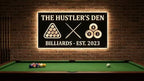 Personalized Billiard Room Laser Cut Carbon Steel Wall Sign – Custom Name & Design, Powder Coated Finish, Gift for Dad, Father's Day & Christmas